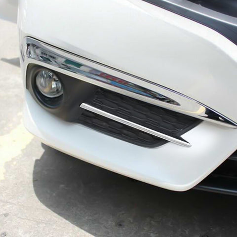 ABS Chrome Front Fog Light Lamp Strip Decoration Cover Trim For Honda Civic 10th Gen 2016 2017 2018