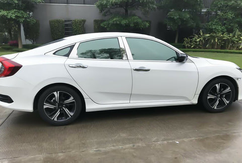 6pcs Chrome Exterior Side Door Window Pillar Posts Molding Pre-Cut Cover Trims For Honda Civic 10th Gen 2016 2017 2018 2019 2020