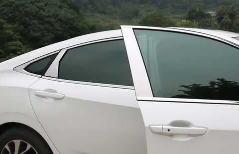 6pcs Chrome Exterior Side Door Window Pillar Posts Molding Pre-Cut Cover Trims For Honda Civic 10th Gen 2016 2017 2018 2019 2020