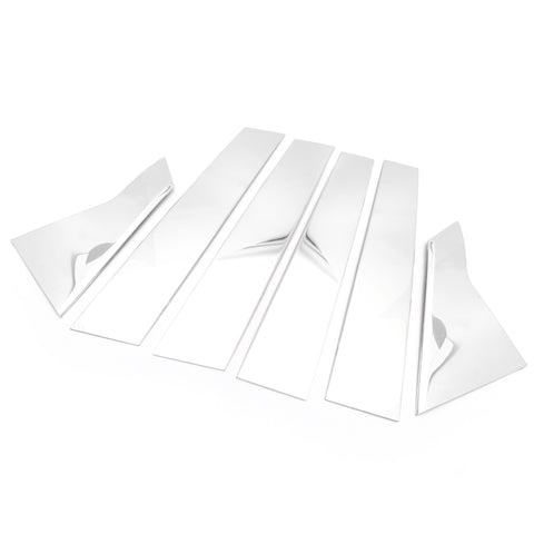 6pcs Chrome Exterior Side Door Window Pillar Posts Molding Pre-Cut Cover Trims For Honda Civic 10th Gen 2016 2017 2018 2019 2020