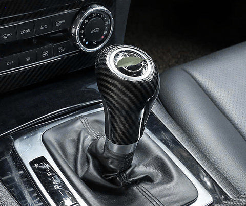 Carbon Fiber Pattern Gear Shift Knob Cover Trim for Mercedes Benz C/A/E/G Class CLS Class, 1 pc