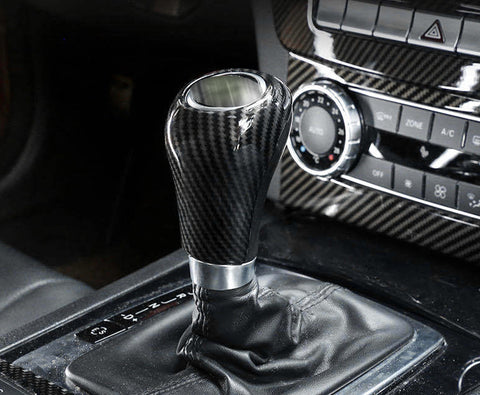 Carbon Fiber Pattern Gear Shift Knob Cover Trim for Mercedes Benz C/A/E/G Class CLS Class, 1 pc
