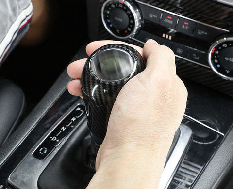Carbon Fiber Pattern Gear Shift Knob Cover Trim for Mercedes Benz C/A/E/G Class CLS Class, 1 pc