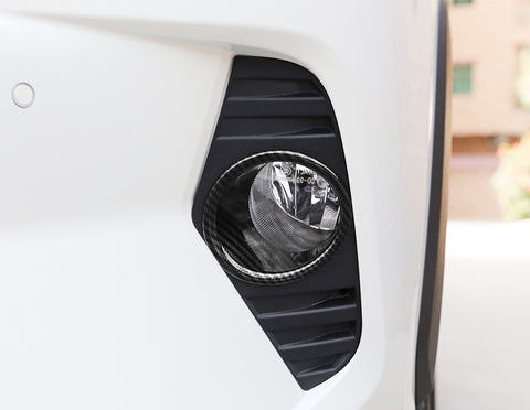 Carbon Fiber Pattern Front Bumper Fog Light Ring Decoration Trim Frame Sticker Exterior Accessories For Toyota RAV4 2019 2020