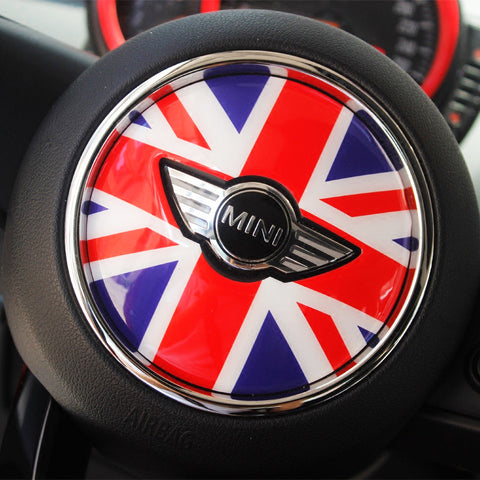 Red Blue Union Jack UK Flag 3D Steering Wheel Decal Sticker For 2014 2015 2016 MINI Cooper F54 F55 F56 2017 F60