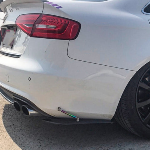 JDM Universal Rear Bumper Canard Diffuser Splitter Valence Spoiler Fin Lip Trim, Carbon Fiber Pattern with Adjustable 6"-9" Support Rod -Neo