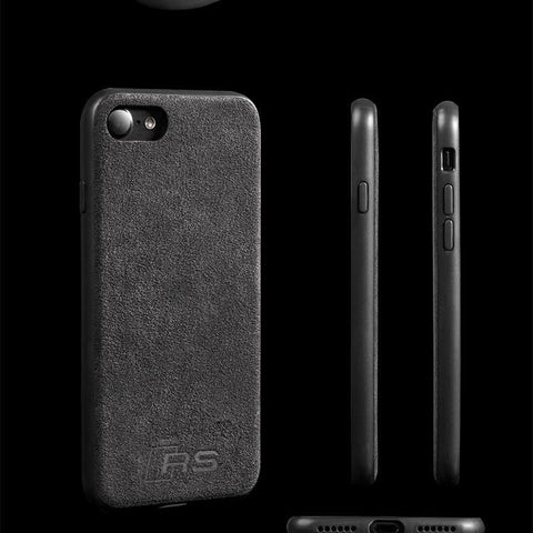 Luxury Super RS Logo Slim Leather Alcantara Suede Durable Protective Cover Case for iPhone 7 8 iPhone 7 8 plus iPhone X