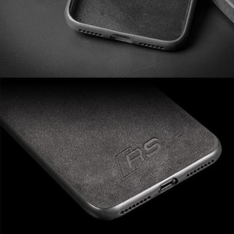 Luxury Super RS Logo Slim Leather Alcantara Suede Durable Protective Cover Case for iPhone 7 8 iPhone 7 8 plus iPhone X