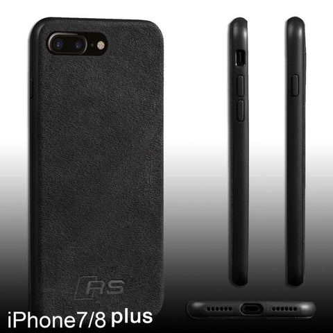 Luxury Super RS Logo Slim Leather Alcantara Suede Durable Protective Cover Case for iPhone 7 8 iPhone 7 8 plus iPhone X