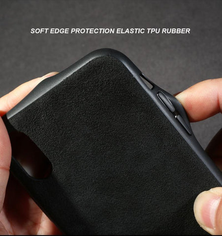 Luxury Super RS Logo Slim Leather Alcantara Suede Durable Protective Cover Case for iPhone 7 8 iPhone 7 8 plus iPhone X