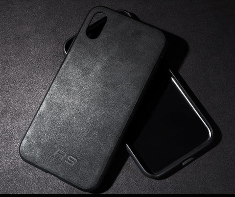 Luxury Super RS Logo Slim Leather Alcantara Suede Durable Protective Cover Case for iPhone 7 8 iPhone 7 8 plus iPhone X