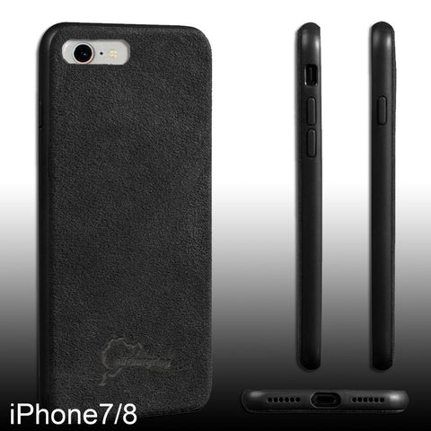 Luxury Super Nurburgring Logo Slim Leather Alcantara Suede Durable Protective Cover Case for iPhone 7 8 iPhone 7 8 plus iPhone X