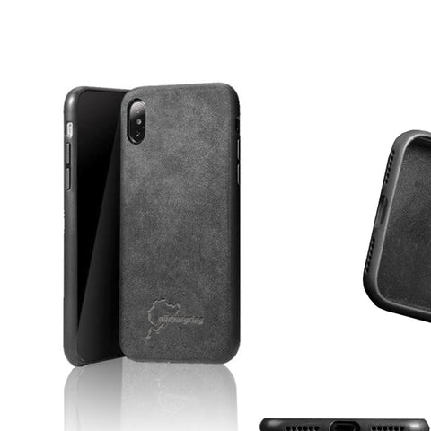 Luxury Super Nurburgring Logo Slim Leather Alcantara Suede Durable Protective Cover Case for iPhone 7 8 iPhone 7 8 plus iPhone X