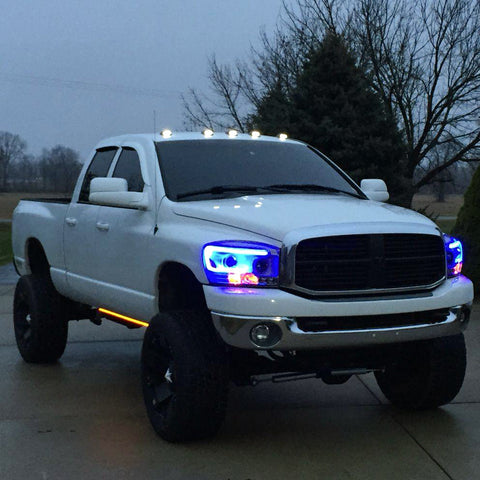 Cab Marker Light - 5 x Amber Smoked Lens LED Clearance Lamp Roof Rooftop Driving Light with Wiring Harness for Dodge RAM 1500