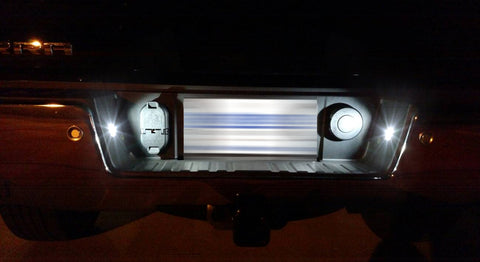 White LED License Plate Light Tag Lamp Assembly Housing Pair Replacement For Chevy Silverado GMC Sierra 1500 2500 3500 Suburban Tahoe Yukon XL Cadillac Escalade