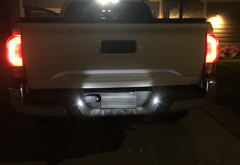 White LED License Plate Light Tag Lamp Assembly Housing Pair Replacement For Chevy Silverado GMC Sierra 1500 2500 3500 Suburban Tahoe Yukon XL Cadillac Escalade