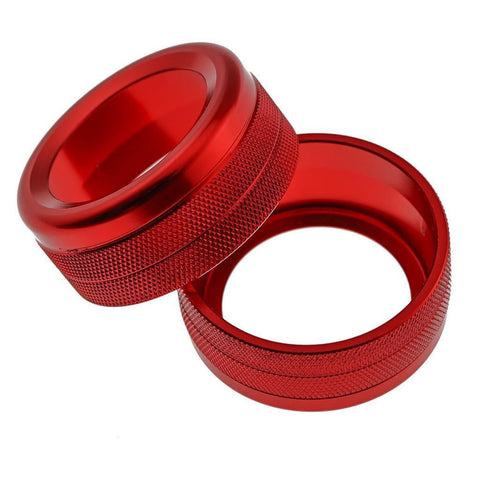 2pcs Red/ Blue/ Silver Anodized Aluminum AC Climate Control Knob Ring Volume Knob Decor Cover for Porsche Cayenne Macan Boxster Cayman 911 718 Panamera