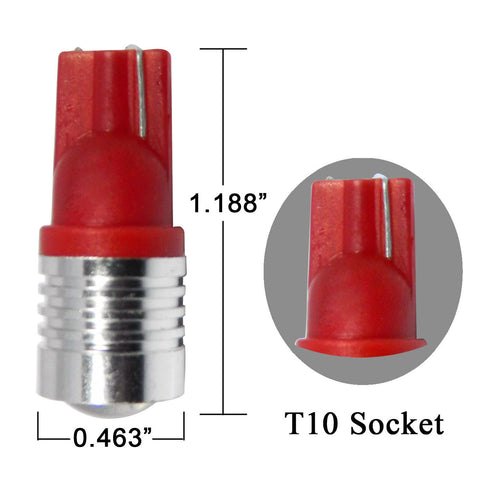 2x Red Back Up Dome Map Side marker Parking Led Projector Lights T10 194 168