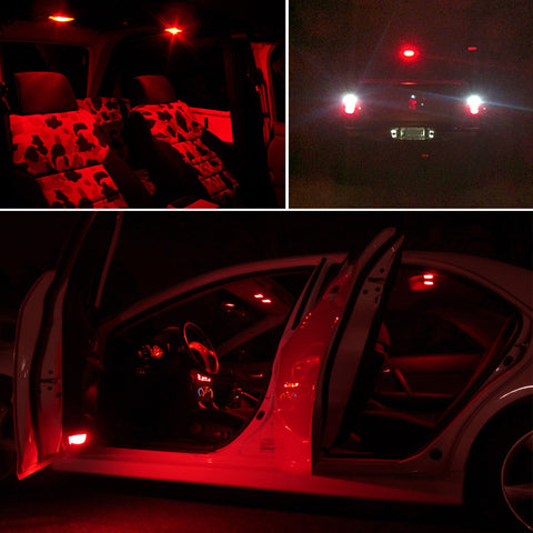 2x Red Back Up Dome Map Side marker Parking Led Projector Lights T10 194 168