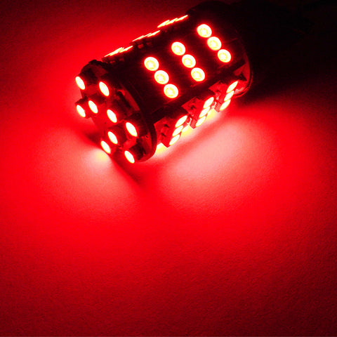 2x Red 7440 7443 54-SMD LED Bulbs For Tail Brake High Mount Stop Light