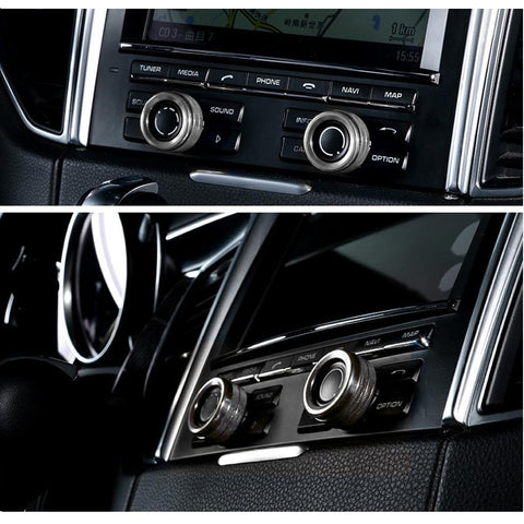 2pcs Red/ Blue/ Silver Anodized Aluminum AC Climate Control Knob Ring Volume Knob Decor Cover for Porsche Cayenne Macan Boxster Cayman 911 718 Panamera