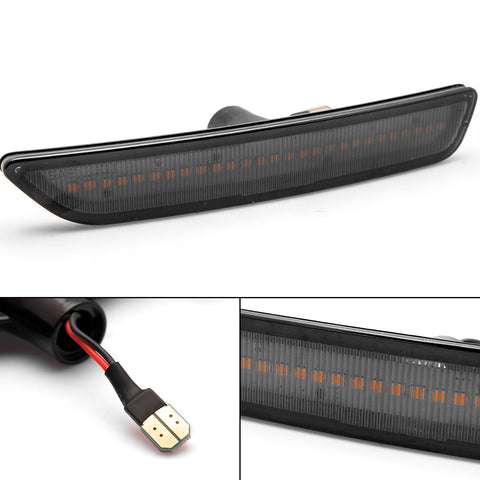 Smoked Lens LED Front Fender Side Marker Light Lamps For Ford Mustang 2010-2014