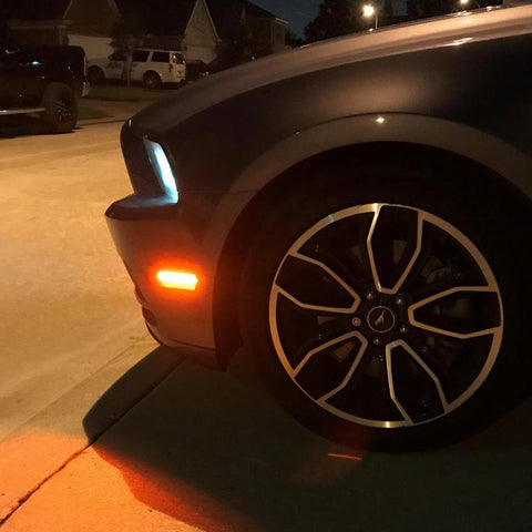 Smoked Lens LED Front Fender Side Marker Light Lamps For Ford Mustang 2010-2014