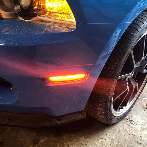 Smoked Lens LED Front Fender Side Marker Light Lamps For Ford Mustang 2010-2014