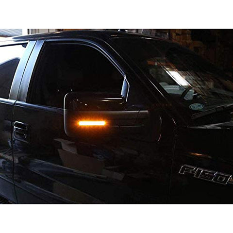 2x LED Clear Lens / Smoked Lens Side Mirror Marker Turn Signal Parking Light for Ford F-150 & Raptor 2009-2014 - Chrome Housing