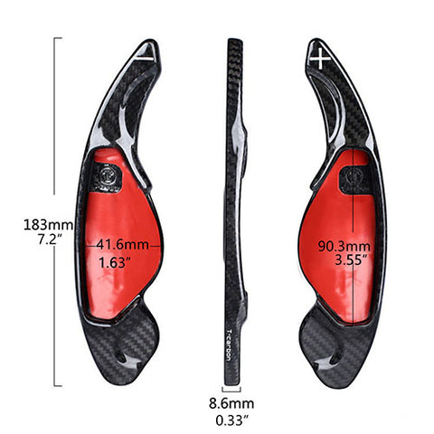 Black/ Red Real Carbon Fiber Steering Wheel Shifter Gear Paddle DSG Extensions For Jaguar XFL XJ XE XFL F-TYPE F-PACE