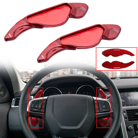 Black/ Red Real Carbon Fiber Steering Wheel Shifter Gear Paddle DSG Extensions For Jaguar XFL XJ XE XFL F-TYPE F-PACE