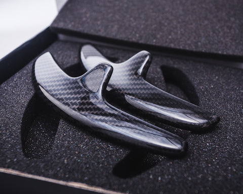 Carbon Fiber PDK Paddle Shifter Extensions For 2009-16 Porsche 911 Boxster Cayenne Panamera Black/ Red