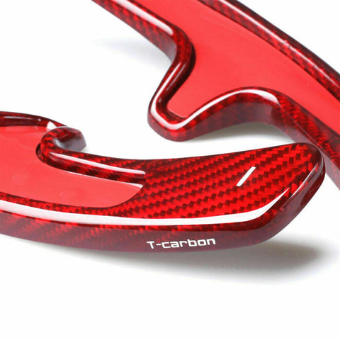Carbon Fiber PDK Paddle Shifter Extensions For 2009-16 Porsche 911 Boxster Cayenne Panamera Black/ Red