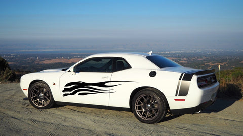 2 pieces Custom Big Skull Black Car Side Body Doors Vinyl Sticker Decals Universal Fit