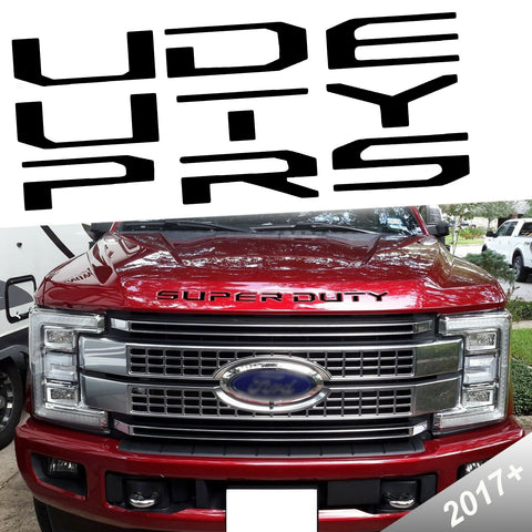Brushed Aluminum Gold\ Brushed Silver\ Glossy Black\ Matte Black\ Glossy Red SUPERDUTY Front Hood Decal Sticker For Ford F350 2017 2018