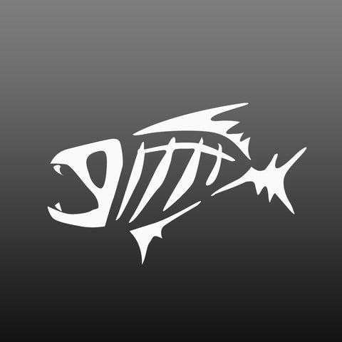 1x Skeleton Fish Exact Fit Sticker Fish Bones Skull Window Silver Decal