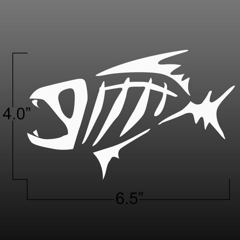 1x Skeleton Fish Exact Fit Sticker Fish Bones Skull Window Silver Decal