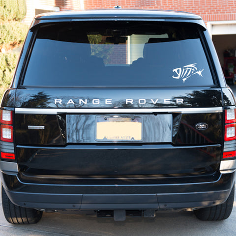 1x Skeleton Fish Exact Fit Sticker Fish Bones Skull Window Silver Decal