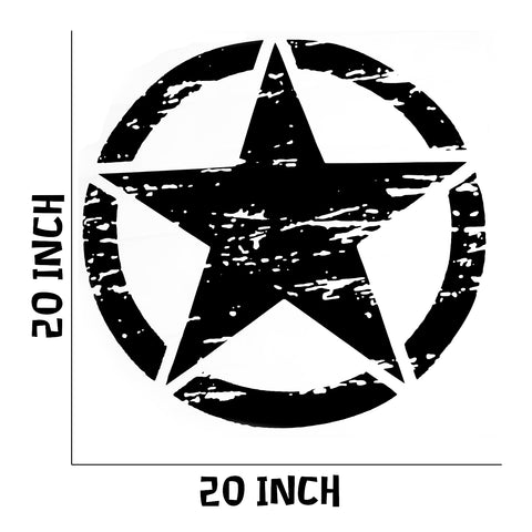 For Jeep Front Hood Sticker - Black/ White/ Yellow Army Military Star Vinyl Graphic Decal for Car Body Trunk Side Fender Door Bumper