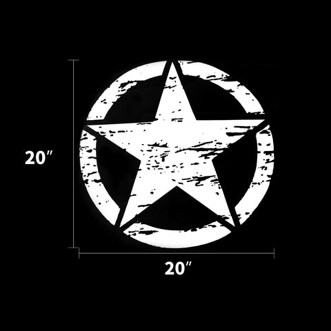 For Jeep Front Hood Sticker - Black/ White/ Yellow Army Military Star Vinyl Graphic Decal for Car Body Trunk Side Fender Door Bumper