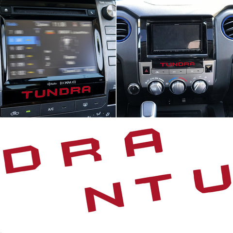 Red / White Dashboard Radio Letter Insert Overlay Vinyl Decal Sticker for Toyota Tundra 2014-2019