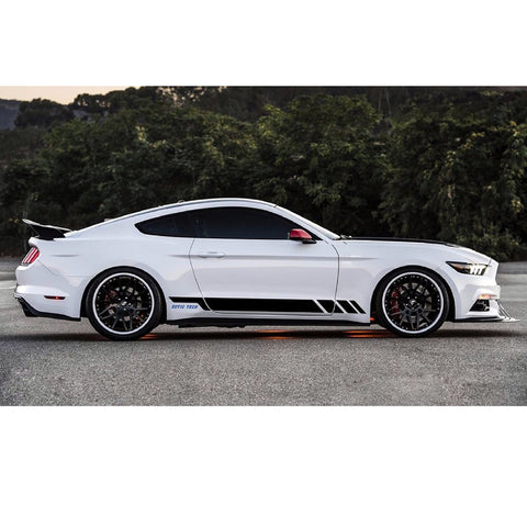 Black Vinyl Pre-Cut Side Skirt Door Stripe Decal Sticker For Ford Mustang 15-18