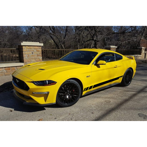 Black Vinyl Pre-Cut Side Skirt Door Stripe Decal Sticker For Ford Mustang 15-18