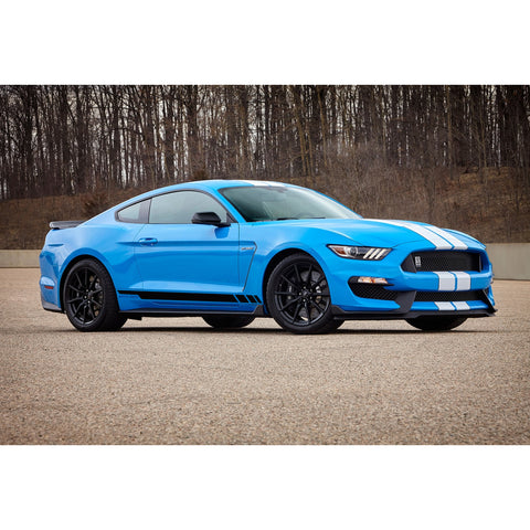 Black Vinyl Pre-Cut Side Skirt Door Stripe Decal Sticker For Ford Mustang 15-18