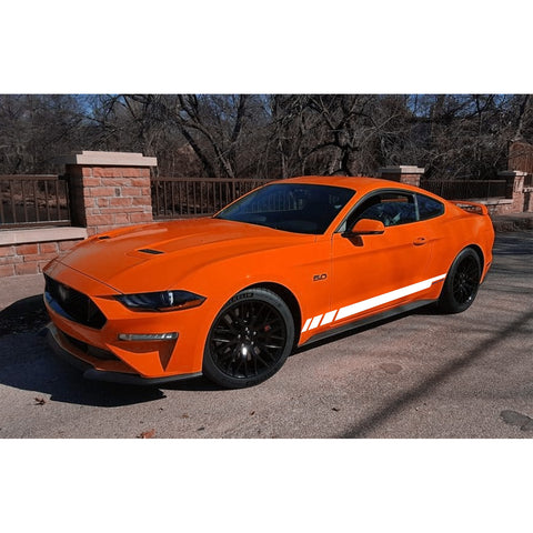 White KK Vinyl Side Skirt Door Decal Racing Strip Sticker For Ford Mustang 15-18