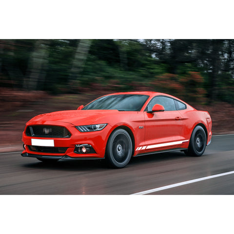 White KK Vinyl Side Skirt Door Decal Racing Strip Sticker For Ford Mustang 15-18