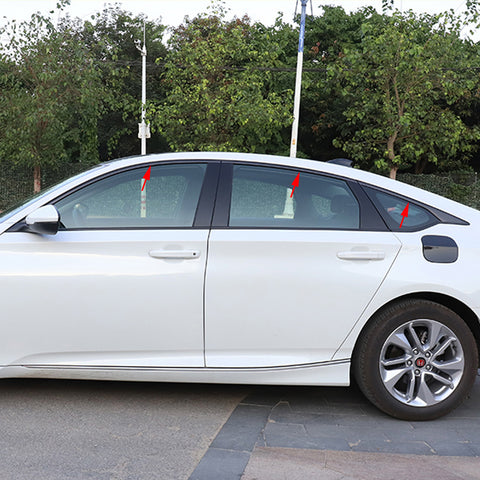 6pcs Glossy Black Car Window Edge Vinyl Sticker Trim Window Pillar Molding Decal for Honda Accord 2018 2019 2020, Car Exterior Decoration