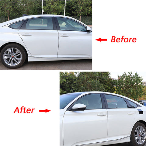 6pcs Glossy Black Car Exterior Door Window Edge Vinyl Sticker Trim Window Pillar Molding Decal for Honda Accord Sedan 2018 2019 2020, Car Exterior Blackout Window Decoration