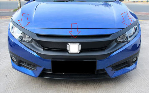 Carbon Fiber Style Front Bumper Grille Decals Stickers For Honda Civic 2016-2021