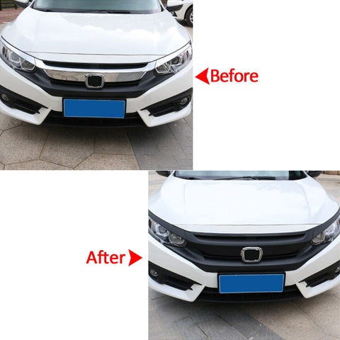 Carbon Fiber Style Front Bumper Grille Decals Stickers For Honda Civic 2016-2021